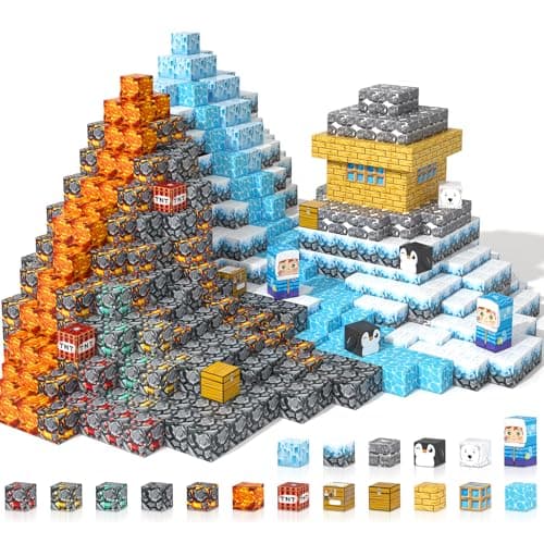 Gooidea Large Magnetic Blocks 110PCS Ice Fire World Inspired Playset Kids Magnet Toys 1 inch Building Cubes Magworld Add-on Building Craft Sensory Toys Game Gifts for Kids Ages 3-5 4-6 5-7 8-12 - Image 1