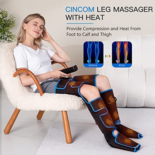 CINCOM Leg Massager with Heat and Compression, Air Compression Leg Massager for Circulation and Pain Relief Muscles Relaxation Gifts FSA - HSA - Thumbnail 2