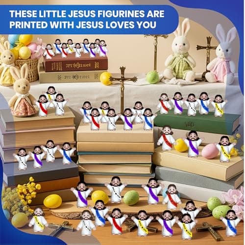 NOIENSI 200 PCS Jesus Loves You Figures – Three Styles Multicolor Mini Jesus Figurines in Bulk, Little Jesus Figures for Easter, Church, and Religious Celebrations (Mixed Multiple Colors) - Thumbnail 2