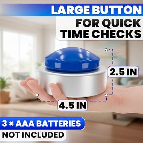 Talking Clock for Blind Elderly with English Voice & Alarm – Easy-to-Use Voice Announced Time & Date Talking Watches for the Blind | Big Button Interface, High/Low Volume, Gift for Elderly Loved Ones - Thumbnail 2
