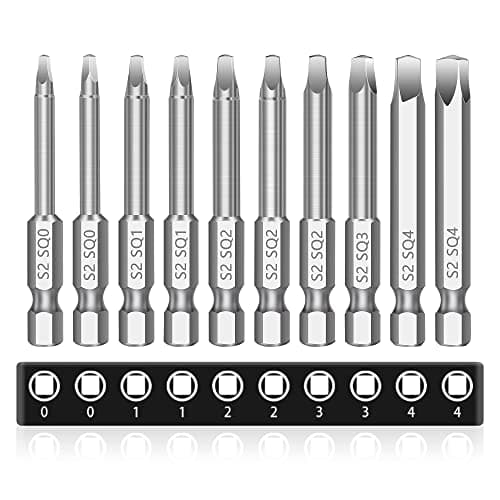 MulWark Robertson Square Allen Wrench Drill Bits Set 10PC Screwdriver Bit Set, 2.3" Long 1/4" Diameter Quick Release Shank Magnetic Square Drive Bit Set for Assembling Furniture - Image 1
