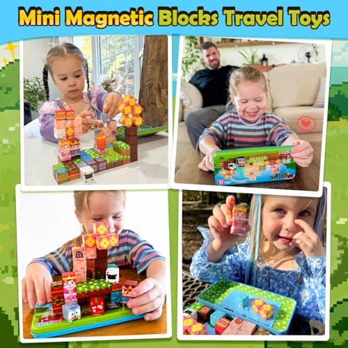 Mini Magnetic Blocks with Case - Portable Building Cubes Travel Toys for Kids Ages 4-8 Construction STEM Learning Set for Toddlers Build Mine Magnet World Christmas Birthday Gift for Boys Girls 3-5 - Thumbnail 6