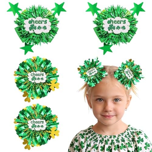 CN St.Patrick’s Day Hair Bows for Girls Green Lucky Shamrock Hair Clips Grosgrain Ribbon with Alligator Clips Clover Hair Accessories for Kids Toddler Teens on St.Patrick day Spring Birthday - Image 1