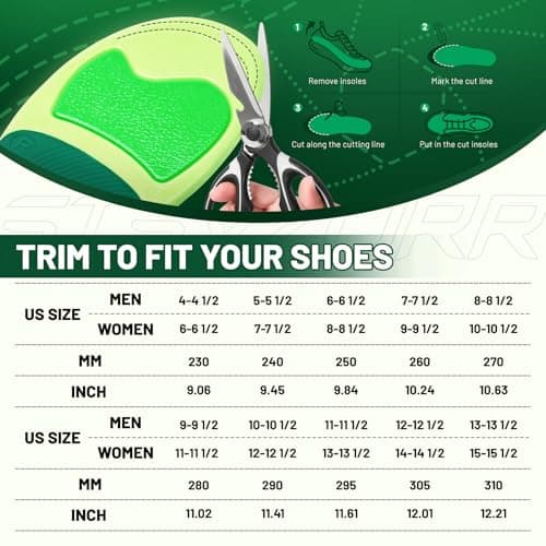 STSVZORR 210 lbs+ Metatarsalgia Insole Plantar Fasciitis Relief Pain Arch Support Insert Men Women Orthotic Flat Feet Heel Spur Comfort Standing All Day, Work Boot Shoe Insole, Size 12-305MM - Thumbnail 6