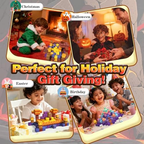 Rurvale Magnetic Blocks 1 Inch - 200Pcs - Building Toys for Toddler 3 4 5 6 7 8 Year Old Boy Girl Magnet Cubes Birthday Gift for Kids 4-8, 8-12 STEM Educational Leanrning Stacking Toy - Thumbnail 3