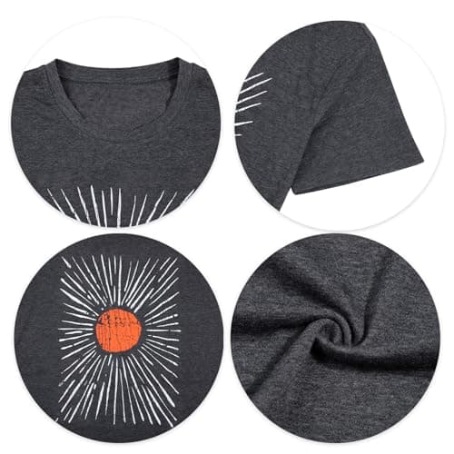 Womens Oversized Tee Shirts Vintage Sunshine Graphic Tees Hiking T-Shirts Boho Summer Short Sleeve Top - Thumbnail 6