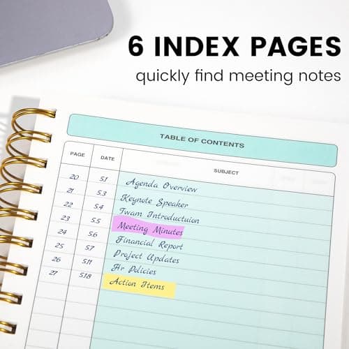 Meeting Notebook for Work with Action Items 5.5×8.5 Hardcover Spiral Meeting Planner for Office Business Meeting Work Notes Notebooks for Note Taking Professional Meeting Notebooks for Men Women,Black - Thumbnail 3