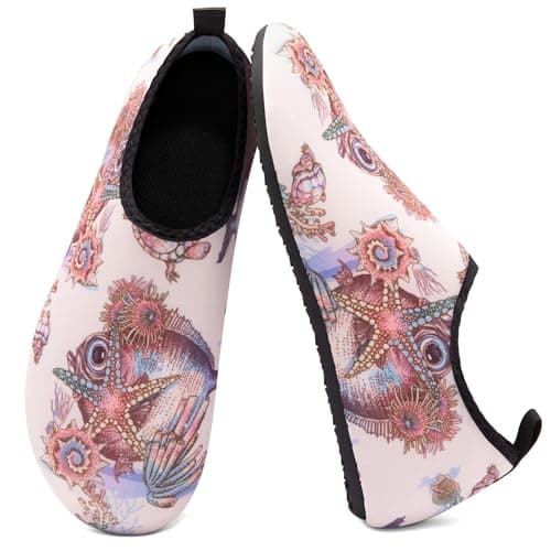 Unisex Water Shoes Quick-Drying Beach Aqua Shoes for Women Men Beige Marine Animal 7.5-8.5 W/ 6.5-7.5 M US - Image 1