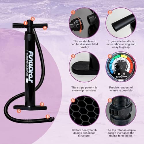 FunWater 10'6×33"×6" Inflatable Stand Up Paddle Board with Premium SUP Paddleboard Accessories, Wide Stable Anti-Slip EVA Deck,Paddle Boards for Adults & Youth of All Skill Levels - Thumbnail 6