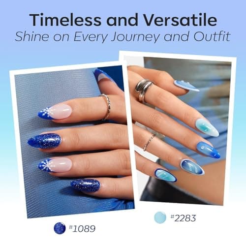 modelones Hema Free Gel Nail Polish, 6 Colors 2026 Spring Pastel Royal Navy Sky Icy Klein Blue Glitter Gel Polish Galaxy Dark Blue 9D Cat Eye Nail Polish with Magnet Soak Off Led Nail Art Kit - Thumbnail 4