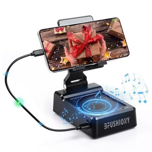 Father's Day Gifts for Dad, Birthday Gifts for Men Women, Cell Phone Stand with Bluetooth Speaker with 5000mAh Charger, HD Surround Sound for Desk - Image 1