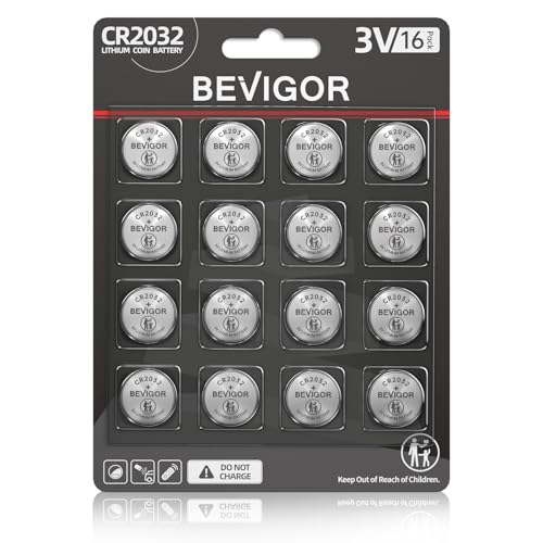 BEVIGOR 2032 Battery Compatible with AirTag CR2032 Lithium 3V Coin Battery for Child Safety, Suitable for Key Fobs, Smart Sensors, Scales, Candles and More (CR2032-16P) - Image 1