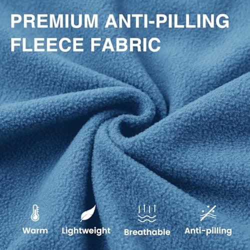 Rouen Polar Fleece Hoodie Men Sweatshirt Microfleece Soft Athletic Casual Warm Hooded Golf Quarter Zip Pullover Men Misty Blue - Thumbnail 4