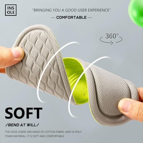 XINIFOOT 6 Pairs Anti Odour Shoe Insoles, Comfortable Replacement Shoe Insole Inserts, Foot Massage Breathable Shoe Soles Relief Insoles for Working Daily Use(Grey Men US 8-11) - Thumbnail 2