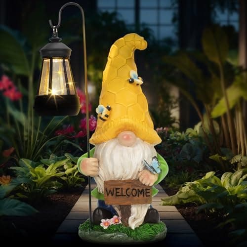 DoYouzhuo8 Christmas Gnomes Outdoor Statue with Solar Lights, Waterproof Solar Garden Gnomes Decorations for Yard with Lantern Light Outdoor Decorations for Patio Mom Gift - Image 1