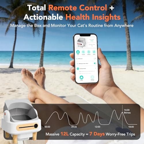 RPZ Automatic Cat Litter Box Self Cleaning, Robot Litter Box for Multiple Large Cats, Open Top Auto App Control Ultra-Quiet, Durable, Keep Home Freshness, Wood Grain - Thumbnail 6