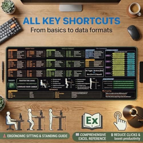 Zoolyx Excel Cheat Sheet Desk Pad - AI Copilot Ready with Logic Decision Tree - Large Shortcut Mouse Pad for CPAS, Finance & Data Analysts 31.5"x11.8" - Thumbnail 5