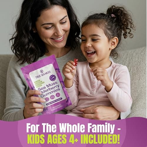 TrueSeaMoss Sea Moss Elderberry Gummies for Adults & Kids – with Burdock Root, Bladderwrack & Magnesium – 60 Gummies (Pouch May Vary) - Thumbnail 6