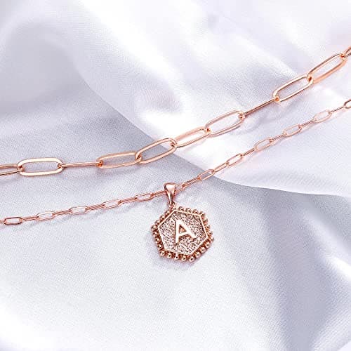 M MOOHAM Layered Initial Necklaces for Women - Cute Letter Initial L Necklace Choker Necklace Layered Necklaces for Women - Thumbnail 6