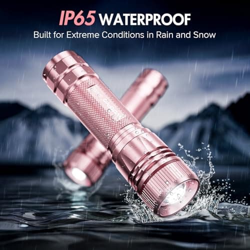 WdtPro Rechargeable Flashlights High Lumens, 1 Pack 10H Long Lasting Super Bright EDC Flashlights, LED Mini Tactical Flash Lights for Camping Emergency, Drop & Water Resistant Pink(Battery Included) - Thumbnail 6