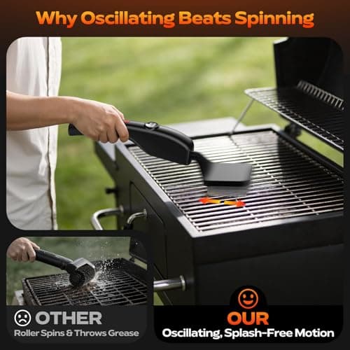 Bristle-Free Grill Brush with Smart AI Pressure Sensor, Electric Grill Brush for Outdoor Grill, BBQ Grill Cleaner with Three Replaceable Brush Heads (Black) - Thumbnail 6