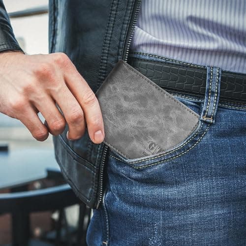 Gostwo Slim Rfid Wallet for Men Minimalist Leather ID Window Front Pocket Bifold Wallet Bussiness Card Holder Gift for Men - Thumbnail 3