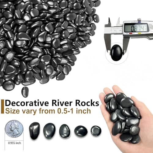 Garrdeen 5LB Black Polished River Rocks, 0.5–1.0 inch Small Pebbles for Indoor Plants, Aquarium Rocks, Fish Tank Gravel, Decorative Stones for Planters, Vase Fillers & Landscaping Decor - Thumbnail 2