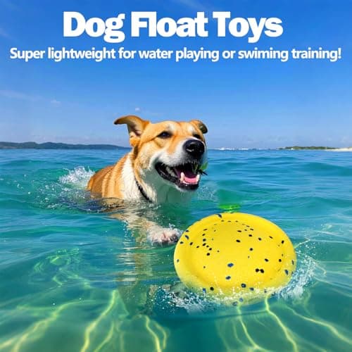 Floating Dog Toys –E-TPU Water Pool Fetching Toy with Rope for Small Medium Large Pet, Ring and Plate Shape Indestructible Interactive Dog Chew Toys for Summer Outdoor Training Fun (Blue+Yellow) - Thumbnail 5