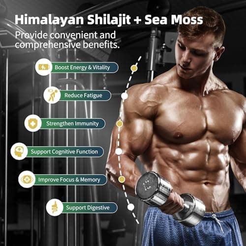 Shilajit for Men, Sea Moss and Shilajit Bundle, All in 1 Supplements with Coenzyme Q10, Black Seed, Ashwagandha, Taurine, Burdock for Energy, Endurance, Antioxidant & Immune Support, 240 Capsules - Thumbnail 3