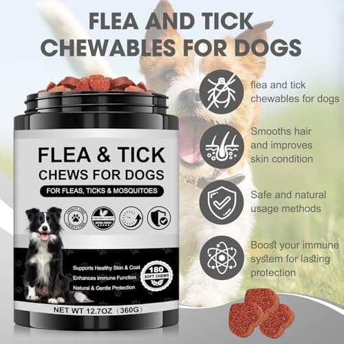 Dog Flea and Tick Chewable Supplement – Natural Support for Skin & Coat Health, Seasonal Comfort & Itch Relief – 180 Soft Chews with Chicken Flavor for Dogs & Puppies (180pcs) - Thumbnail 2