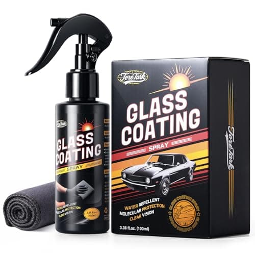 Toretark Car Ceramic Glass Coating Spray,Automotive Windshield Rain Repellent Glass Polish Protect, Long-Lasting Quick Dry Coat (3.38 fl oz +Towel)