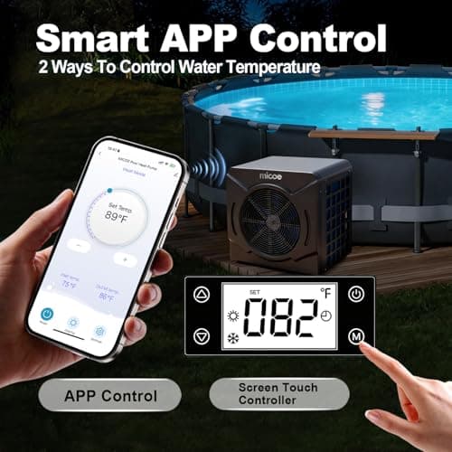 MICOE 18000 BTU Pool Heater for Above Ground Pools, Swimming Pool Heat Pump, Heating and Cooling, Smart App Control，Titanium Heat Exchanger, Ultra Quiet 50dB, 110V - Thumbnail 5