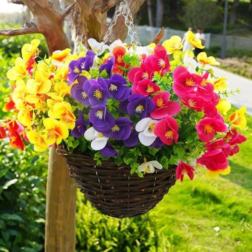 FULLMUSIC Artificial Flowers for Outdoor, 20 Pcs UV Resistant Realistic Pansies Fake Flowers for Indoor and Outdoor Garden, Porch, Patio, Window Box Decor All Year Round (20, Mixed Color) - Image 1