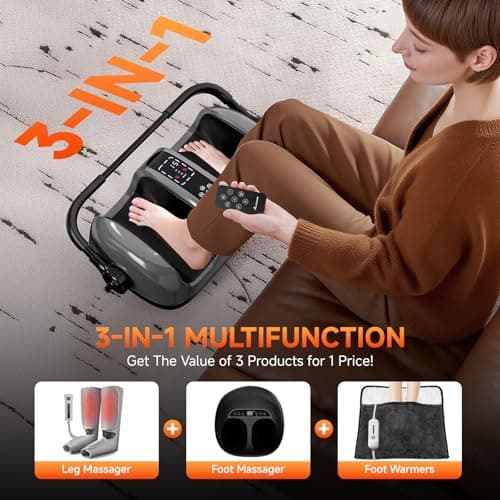 ALLYOUGER 2026 Upgraded Foot Massager with Heat - Shiatsu Deep Kneading Machine for Plantar Fasciitis, Neuropathy & Circulation - 5 Intensities, 4 Modes - Ideal Gifts for Women & Men - Thumbnail 4