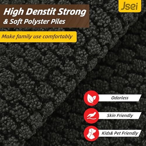 JSEI Dirt Trapper Door Mat 32"x48", Non-Slip Entryway Rugs Doormat Indoor, Washable Absorbent and Stain Resist Welcome Floor Mat for Front Door, Dog Door Mat, Dirty Wet Shoes & Paws, Dark Grey - Thumbnail 4