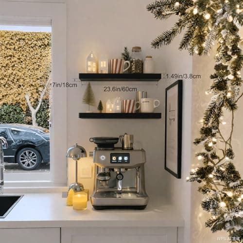 Modcraft Floating Shelves for Wall 24 Inch (Set of 2), 7.1" Deep Wide Wall Mounted Shelf for Bathroom Organizer Over Toilet, Modern Wood Storage Shelving for Bedroom Kitchen Living Room, Black - Thumbnail 2