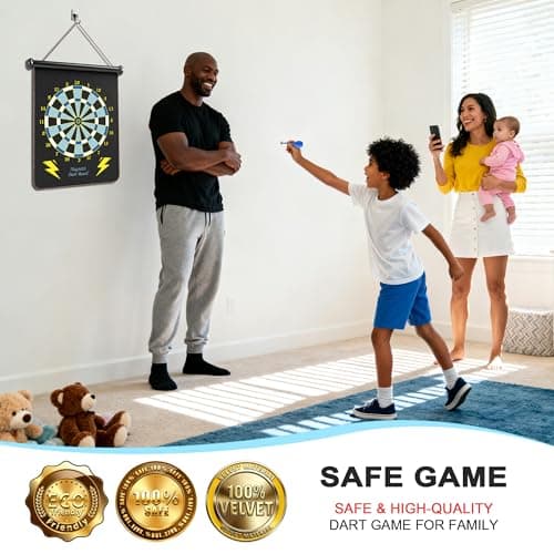 ALREMXUO Magnetic Dart Board for Kids, Outdoor Activities Games Toys for Teenage 6 7 8 9 10 11 12 13 14 15 16 Years, Teen Boys Gift Ideas for Birthday, Room Decor, Cool Stuff, Blue - Thumbnail 4