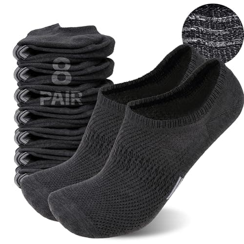 Sunew 8 Pairs No Show Socks for Womens Men Suitable for Matching with Sneakers, Canvas Shoes and Can Handle Various Scenarios Dark Grey Medium - Image 1