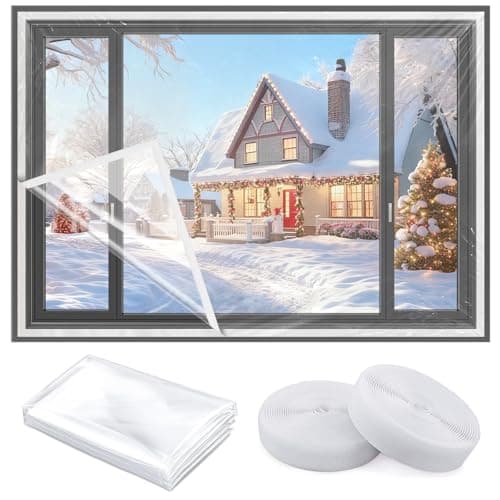 Window Insulation Kit for Winter, 47x63 Inch Cuttable Transparent Plastic Film with Adhesive Tape, Reusable Winterizing Cover for Thermal Insulation​ Easy to Install & Remove - Image 1