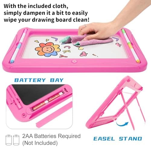 Magic LED Drawing Board for Kids, Toys for Girls Glow in the Dark, Light Up Tracing Pad with 9 Dual-Sided Card, 6 Marker, Doodle Writing Tablet Toddler Learning Toy, Art & Craft Kit Xmas Birthday Gift - Thumbnail 4