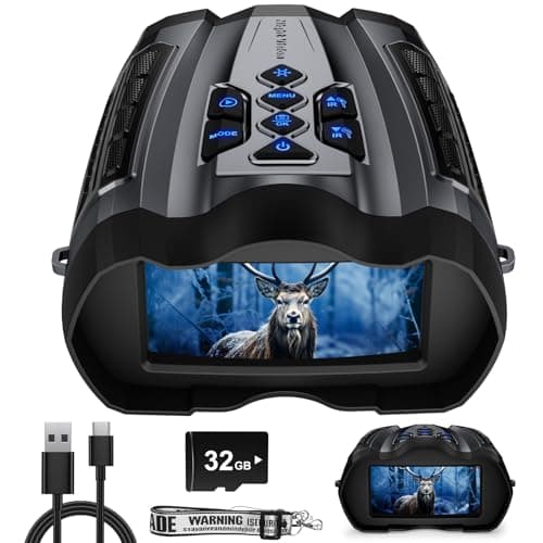 Night Vision Goggles,4K Night Vision Binoculars for Adult with 5000mAh Rechargeable Battery,16X Digital Zoom,3.5" HD Screen and 1000FT Viewing Range,32GB TF Card for Photo and Video,Ideal Gift for Men - Image 1