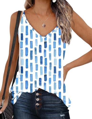 Zeagoo Womens V Neck Camisole Tank Top Strap Sleeveless T Shirt Casual Loose Vest Blouse - S-XXL - Image 1