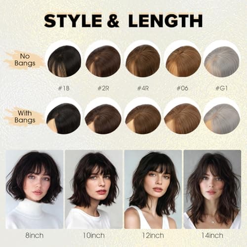 TESS Hair Toppers for Women Hair Pieces for Women with Thinning Hair Clip in Handmade Lace Base 3 Clips, 3.2 × 4.5 Inch, 12 Inch, Dark Linen - Thumbnail 6