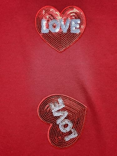 Eatbook Toddler Girl Valentine Sweatshirt Sequin Kids Valentine's Day Shirt Valentine Heart Crewneck Sweatshirt Red - Thumbnail 5