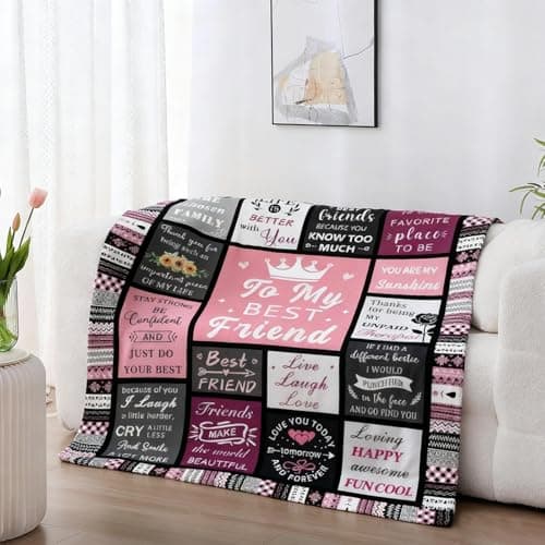 Best Friend Birthday Gifts for Women, Best Friend Blanket, 310GSM Cozy Soft Warm Throw Blanket for Bestie, Friendship Gifts for Women BFF Soul Sister 50"x60" - Thumbnail 3