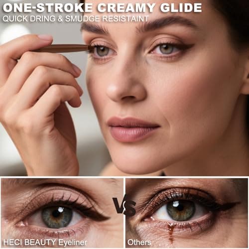 HECI BEAUTY Sharpenable Gel Eyeliner Pencil, Multi-Use Longwear Eyeliner Pencil, Ultra-Smooth Tip Eye Makeup with Up to 24HR Wear, Waterproof & Smudge-Proof - Brown - Thumbnail 3