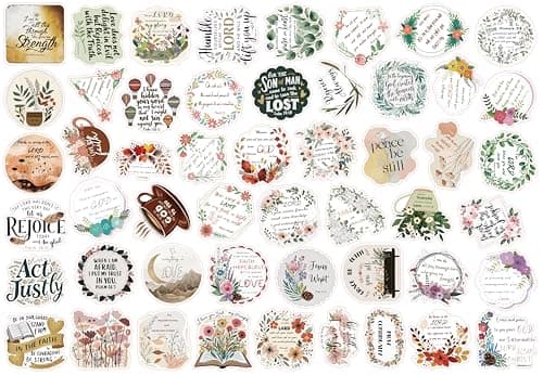 50Pcs Bible Verse Stickers, Inspirational Jesus Sticker, Waterproof, Fade-Resistant, Christian Stickers for Women, Water Bottles, Journaling, Kids, Men - Thumbnail 2