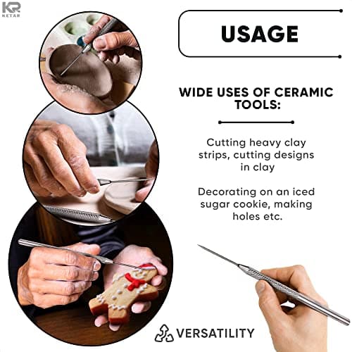 4 Pcs Pottery Needle Tool – 6.3 Inches Needle Tools for Clay, Durable Stainless Steel Tips, Non-Slip Grip & Protective Sleeve – Easy to Clean for Ceramics, Sculpting, DIY Craft & Detailed Carving - Thumbnail 4