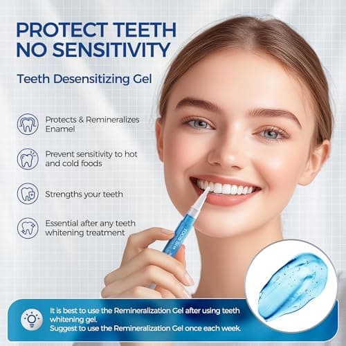 Teeth Whitening Kit for Sensitive Teeth,with 4 Carbamide Peroxide Pen & 1 Remineralization Pen,LED Accelerator Light Non,Tooth Whitener Professional Oral Care Gently Yet Effectively Removes Stains - Thumbnail 3