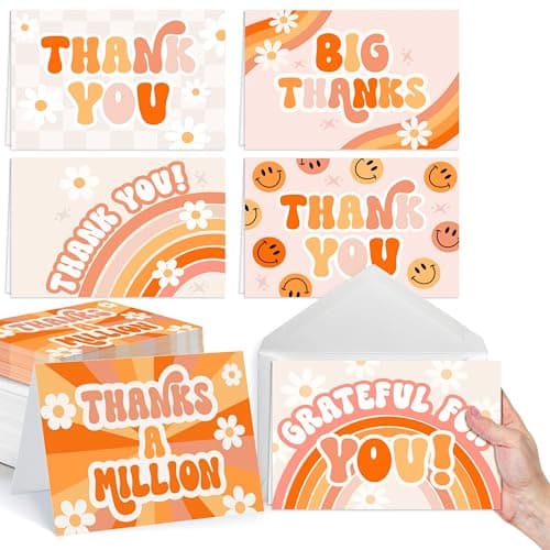 Hadley Designs Bulk Thank You Cards with Envelopes - 54 Kids Thank You Cards For Teachers, Cute Thanks Blank Cards and Envelopes, Fun Appreciation Note Card for Birthday, Baby Shower & Small Business - Image 1